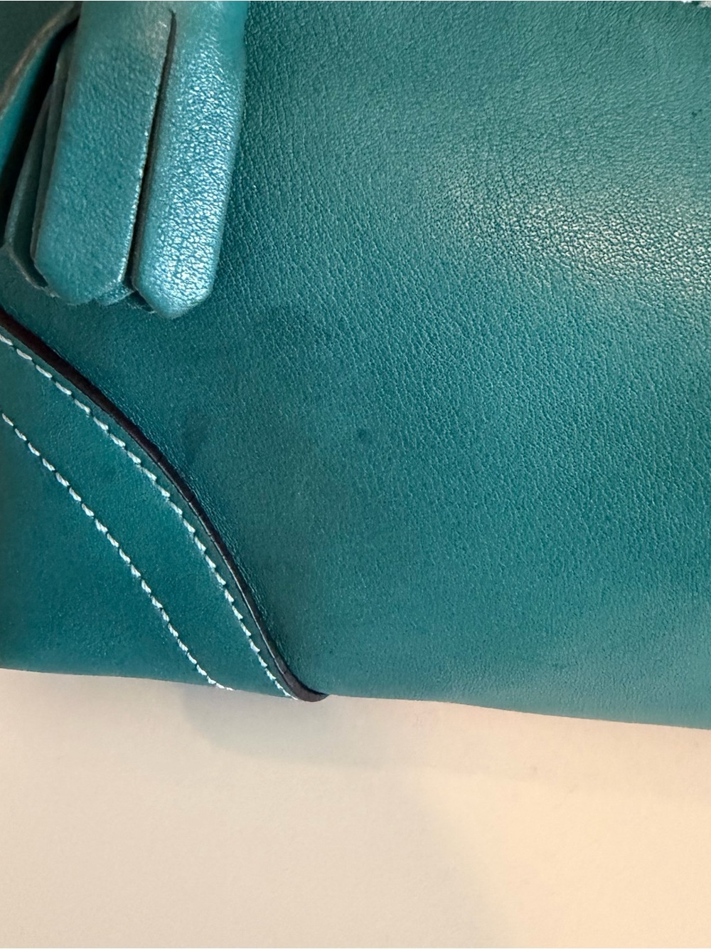 Coach Vintage Hamptons Demi Baguette Shoulder Bag Teal Leather - Picture 3 of 11